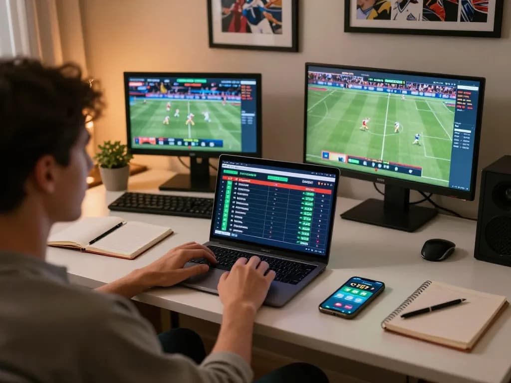 Engaging in strategic sports betting through twiin68 on a laptop with competitive odds displayed.