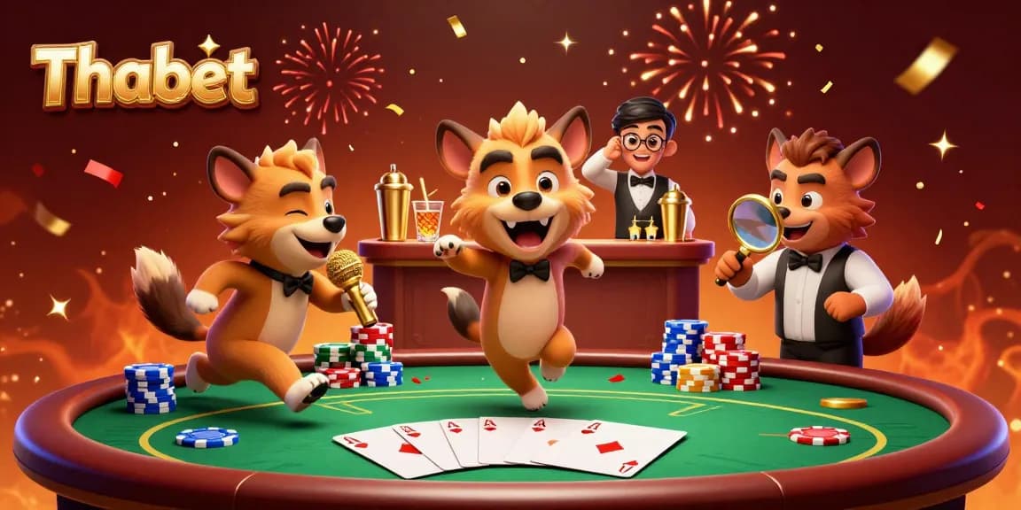 Experience the thrill of Thabet's vibrant casino world with hyenas in a comedy setup, showcasing lively gaming action.