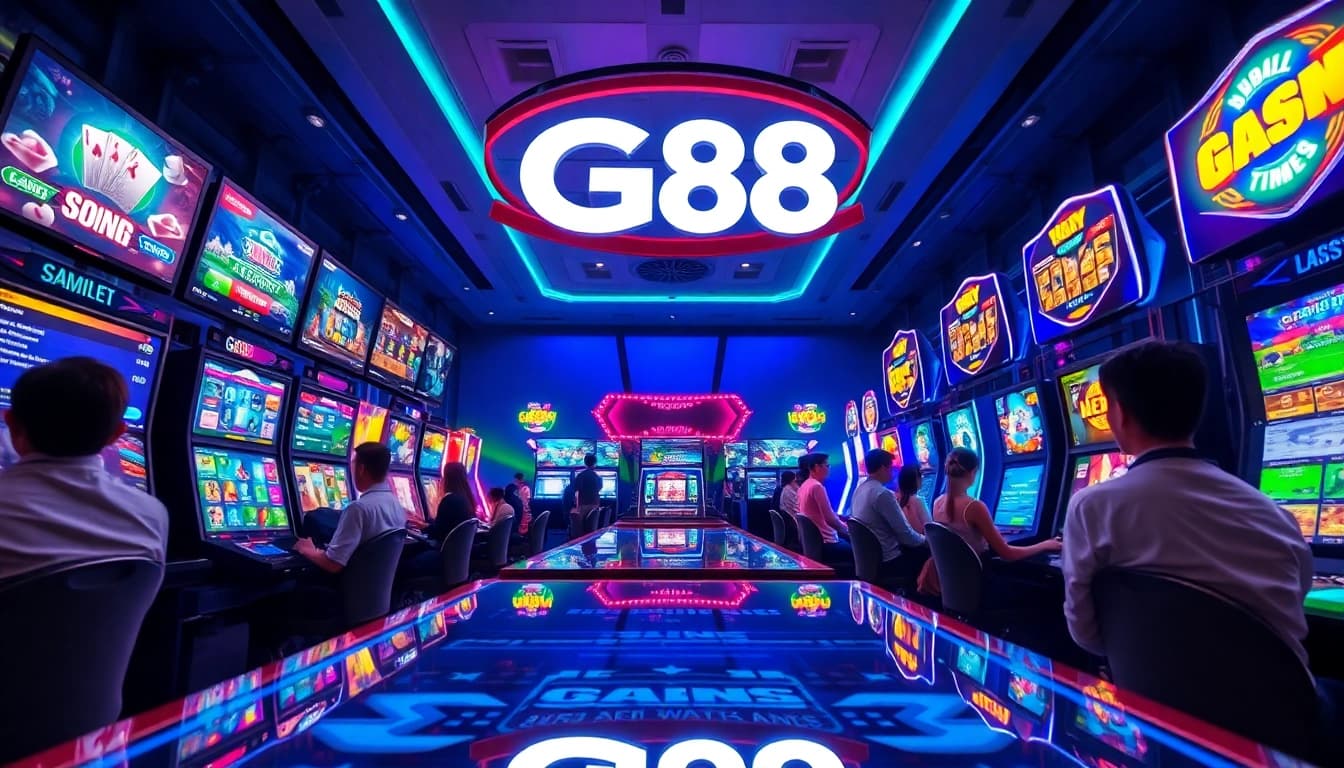 G88 online gaming platform with vibrant games and tech elements