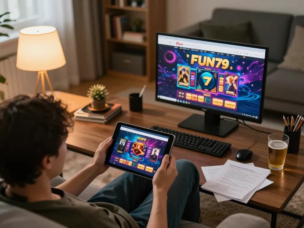 Engaging online gaming experience at trang chủ fun79 with cozy virtual setup and vibrant game display.