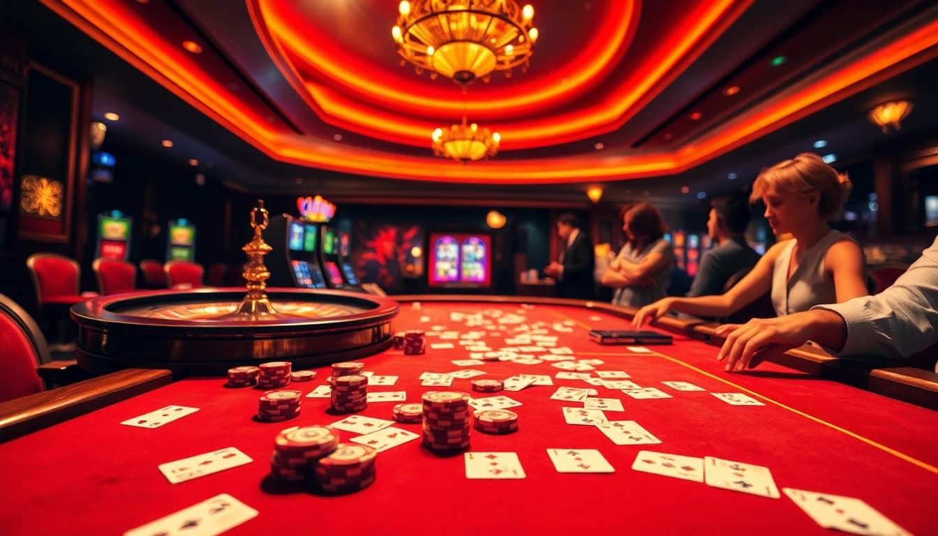 Daga's thrilling gaming experience at an exciting casino table with vibrant cards and chips.