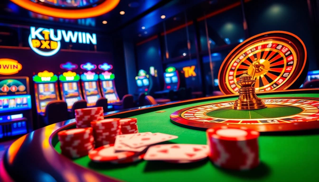 Engage in thrilling gameplay at KUWIN with dynamic casino tables and vibrant slot machines.