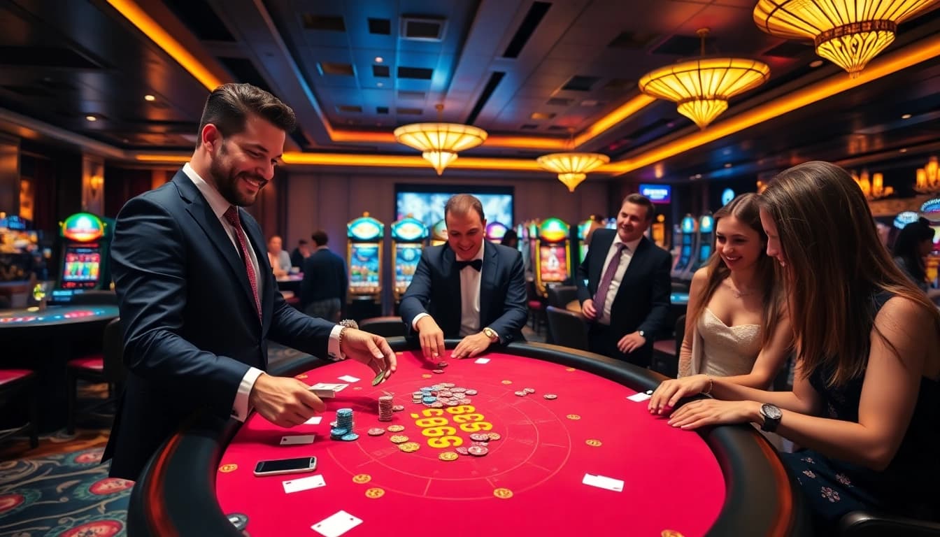 Experience an exciting poker game at 888b's vibrant casino table.