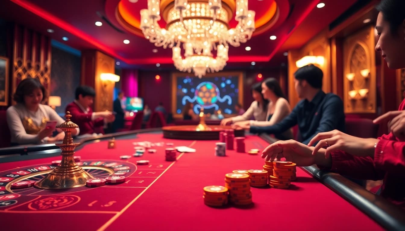 Experience the excitement of gambling at trang chủ hubet with vibrant casino action and elegant game tables.