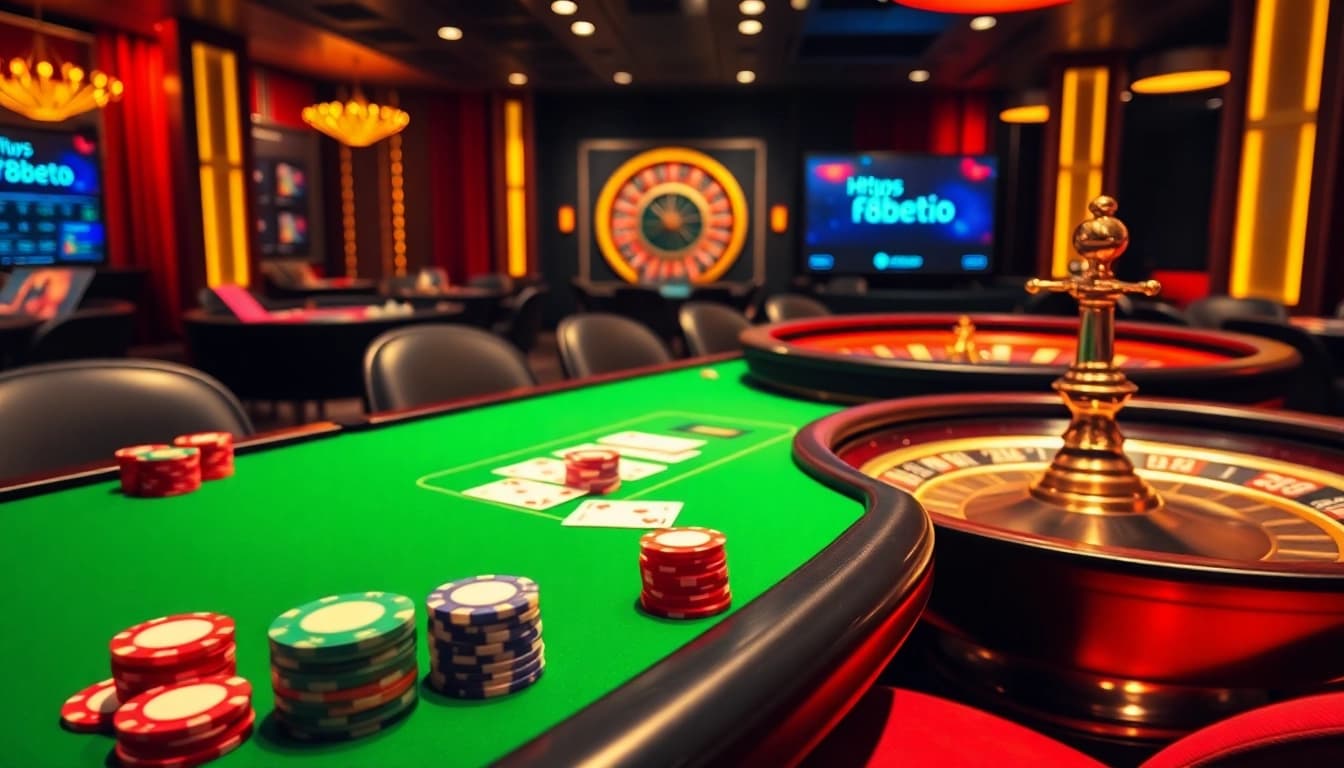 Experience thrilling gameplay at https://f8bet.io/ with an elegant casino setup featuring poker chips and roulette.