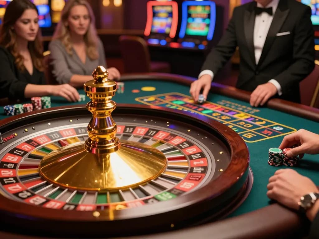 Players engaging in thrilling roulette action at tt88.com, with colorful chips and spinning wheel.