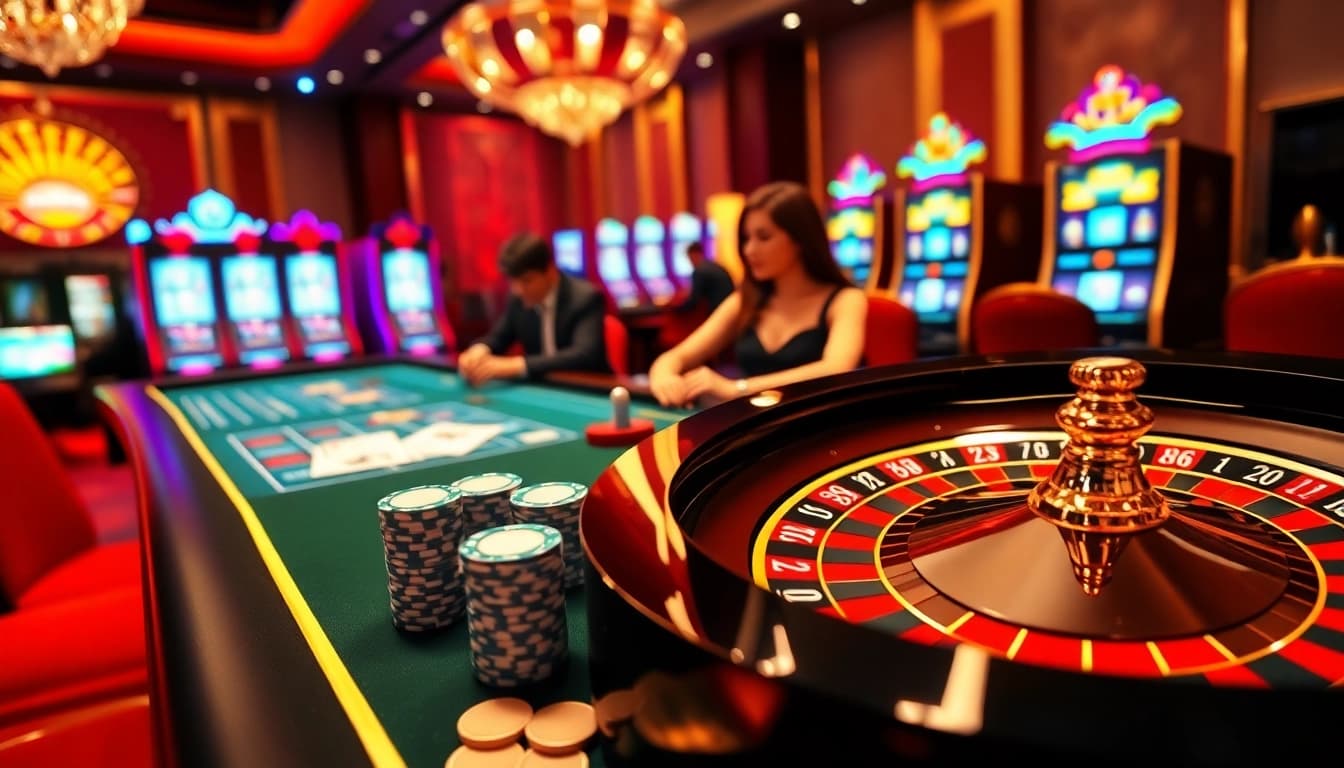 Experience gambling excitement at https://nk88zz.bio/ with vibrant casino visuals showcasing professional game elements.