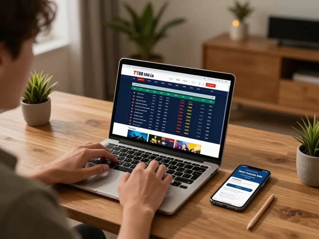 TT88 nhà cái online betting setup with a player engaged in live sports wagering.