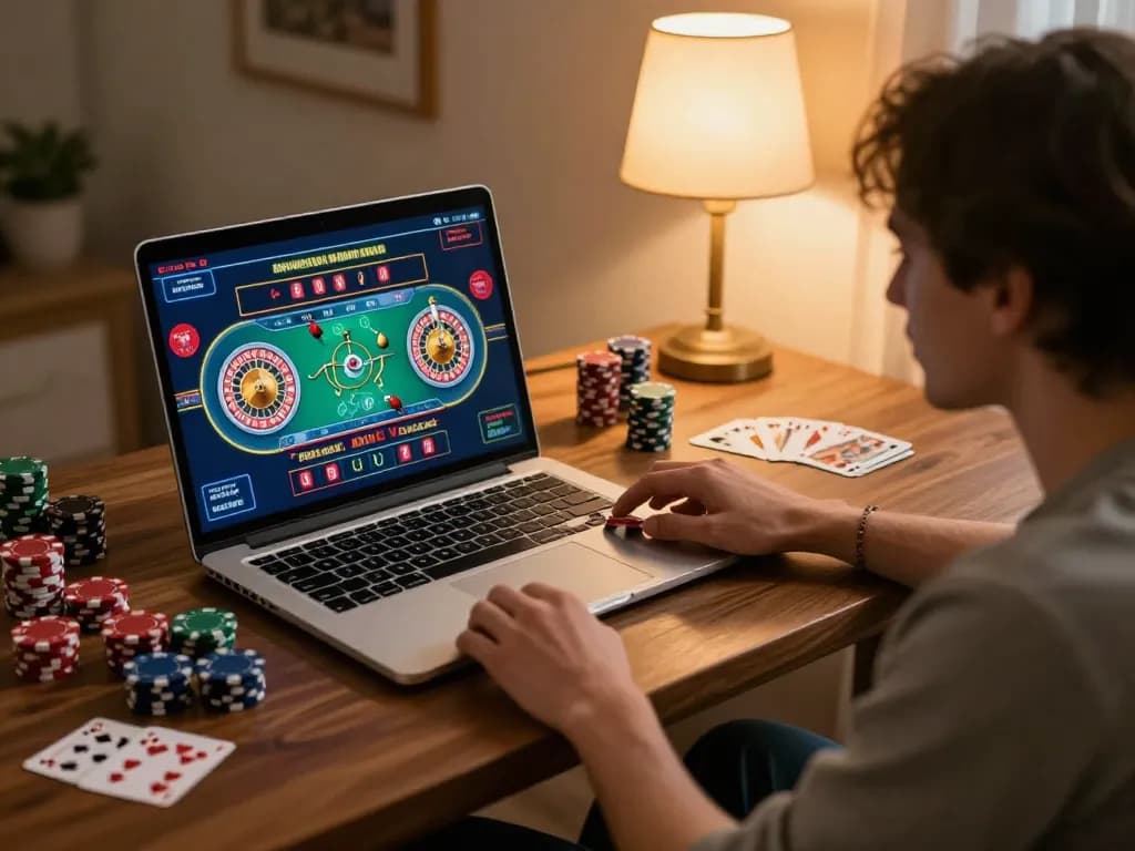 Engaged in online gameplay at TR88, a player observes a live dealer roulette game from a cozy home setup