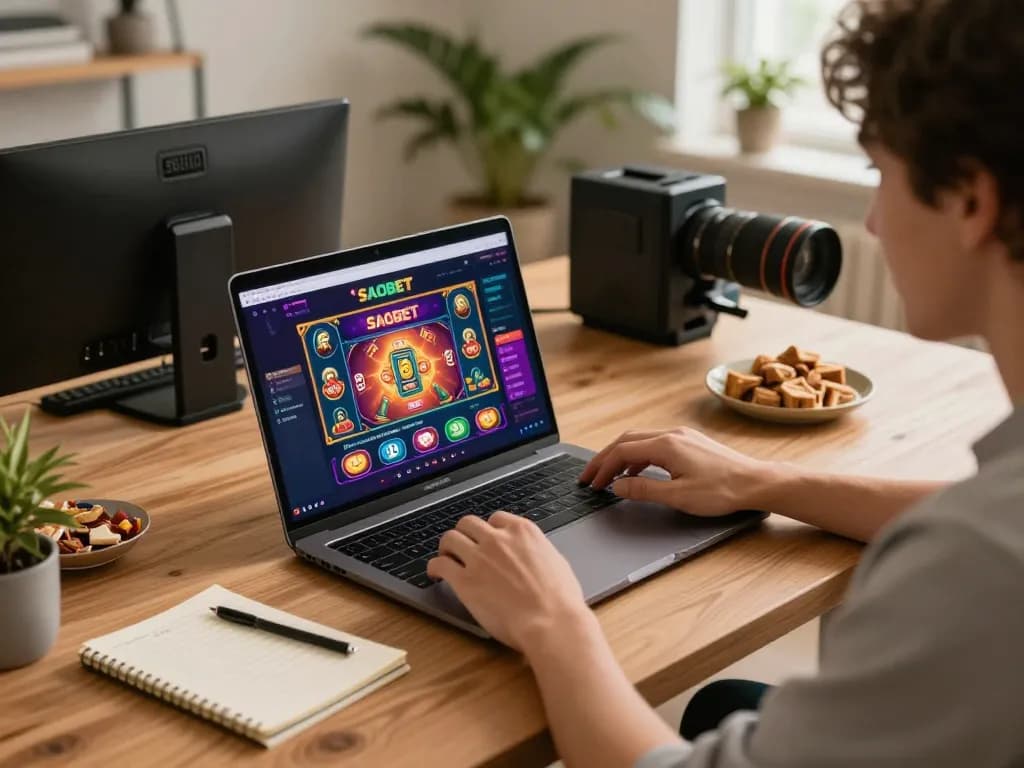 Person enjoying SAOBET online gaming experience at home, highlighting strategic gameplay.