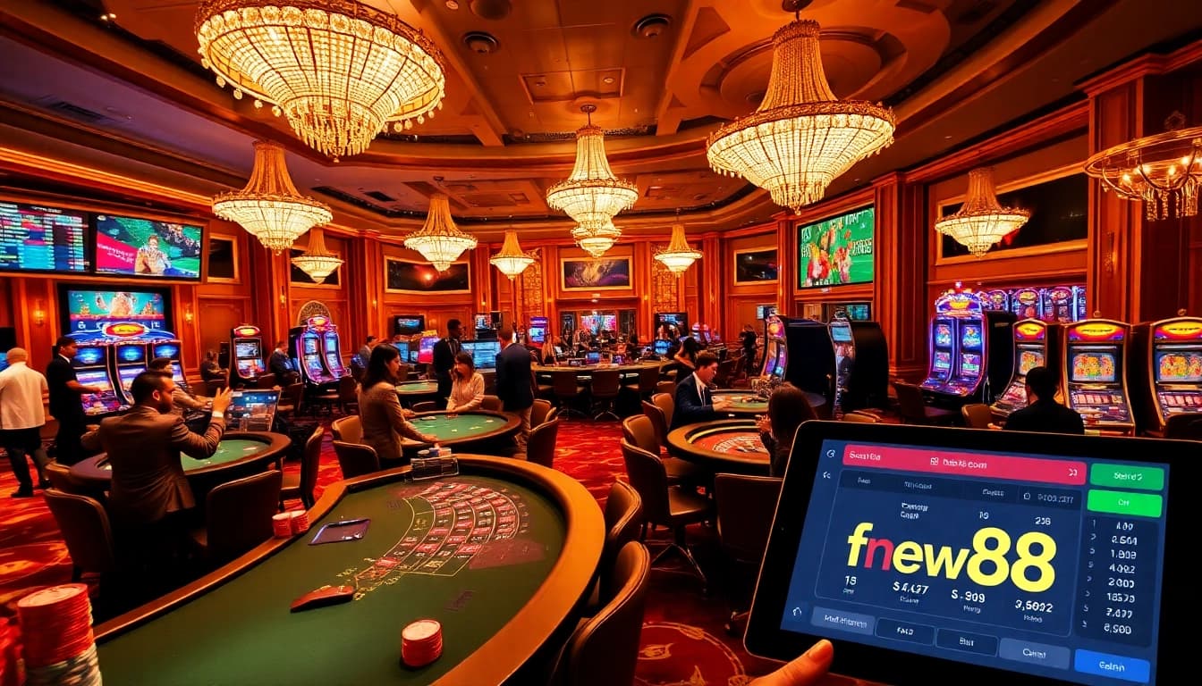 Experience the excitement of online betting at https://fnew88.com/ with vibrant casino visuals showcasing games.