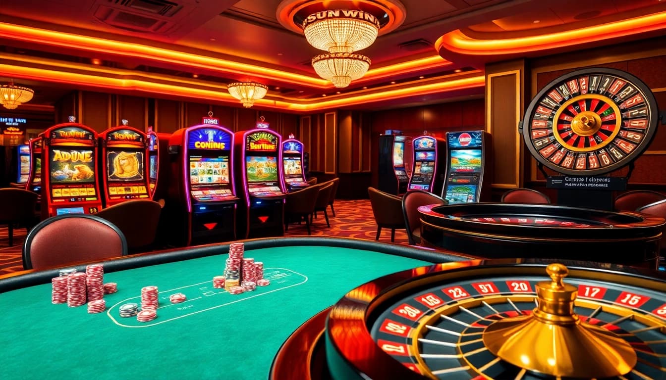 Experience the excitement of sun win at a luxurious casino table with vibrant games and thrilling ambiance.