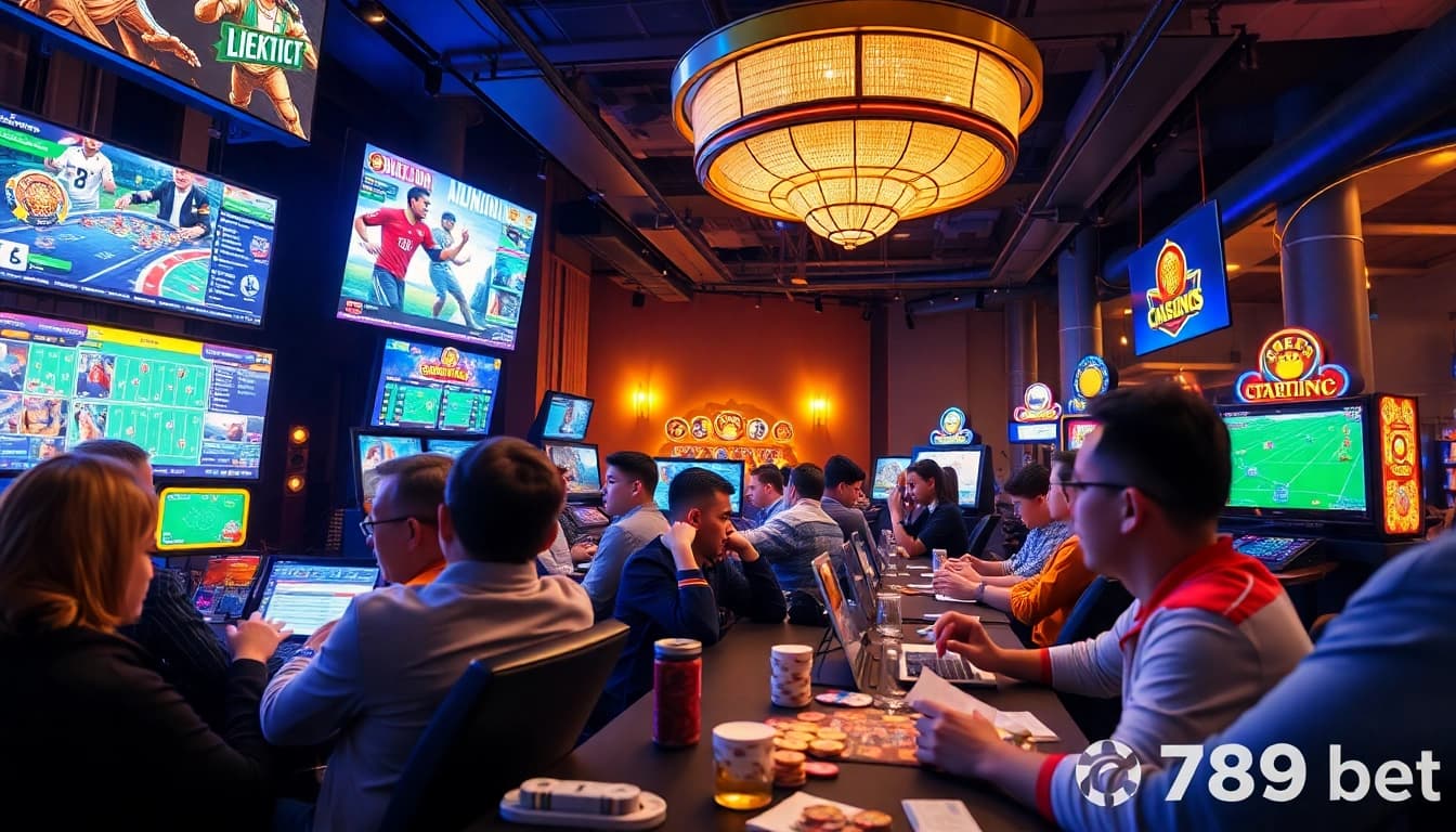 Players engaging in thrilling online gambling at 789bet, showcasing poker and live casino games.