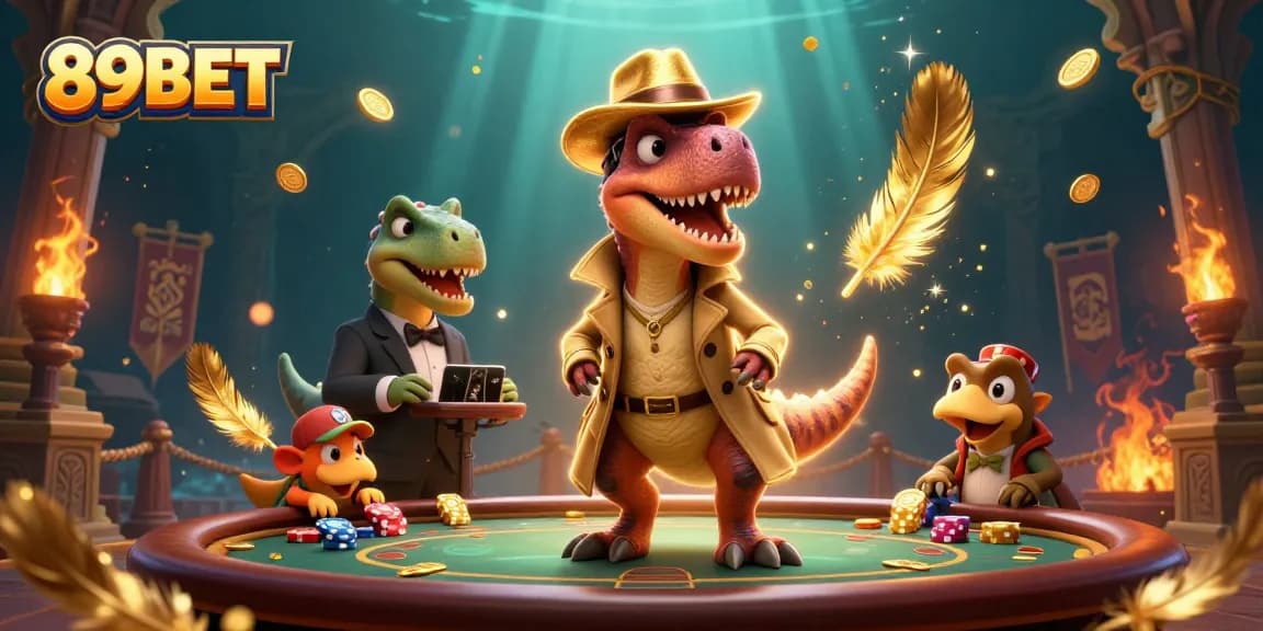 Bet at 89BET with a sneaky velociraptor card counter and dynamic casino elements.