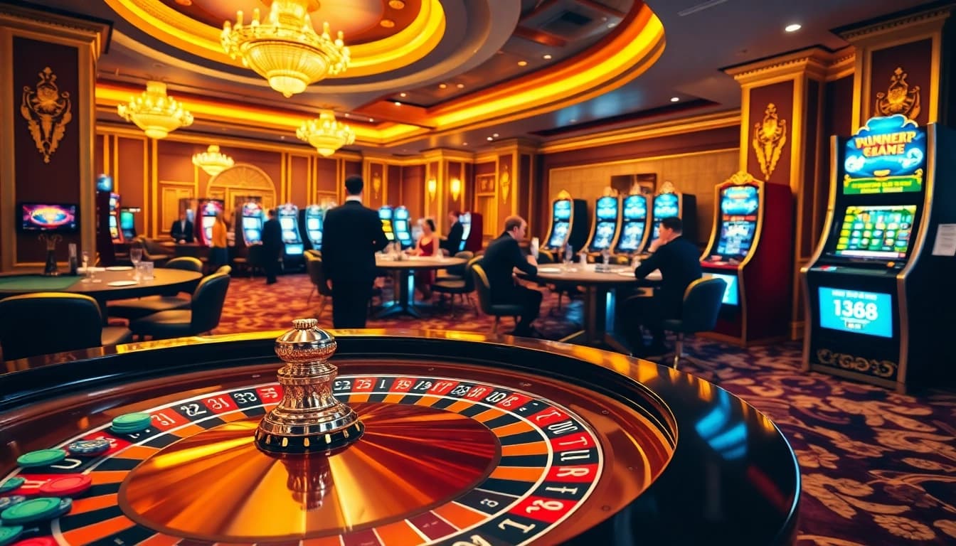 Experience the thrill of LC88 at a luxurious casino table with vibrant poker chips.