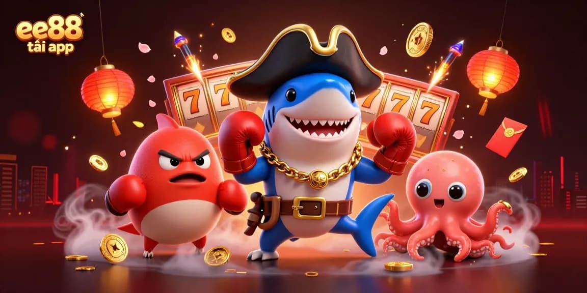 Engage with the exciting ee88 tải app in this vibrant 3D casino scene featuring dynamic game elements.