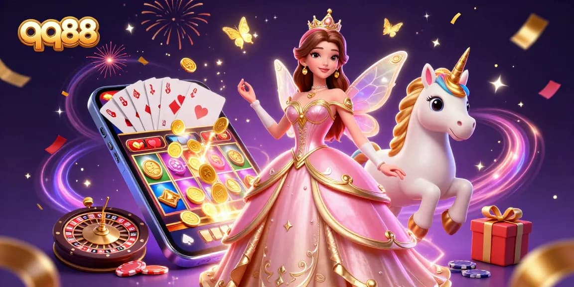 Engage in thrilling casino action with qq88 featuring vibrant games, enchanting characters, and festive elements.