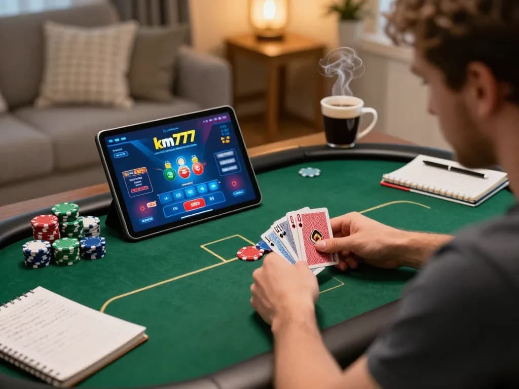 Engaging online poker action on km777 app at home with strategic gameplay