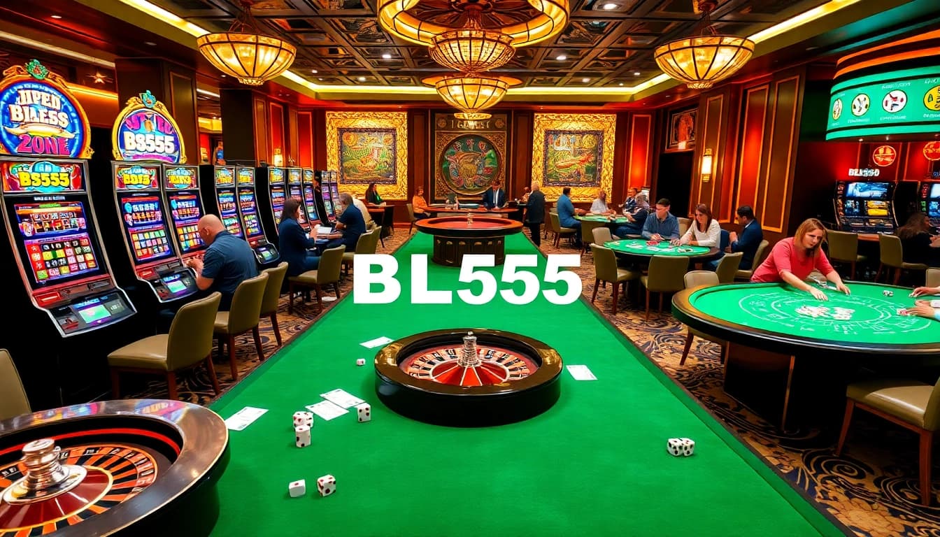 Experience the thrill of gaming at BL555 casino with vibrant slot machines and engaging poker tables.