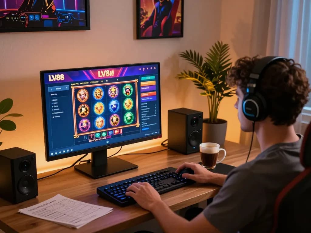 Engaging online gaming experience with LV88 interface displayed on screen