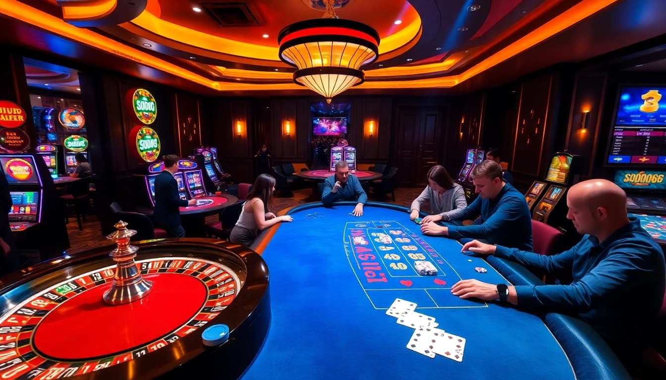 Experience the thrill of high-stakes gambling at SODO66's luxurious poker table, filled with excitement and competition.