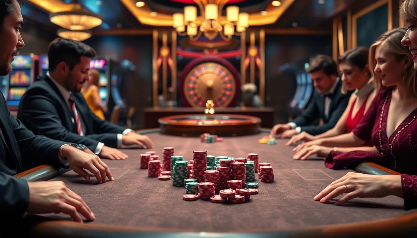 Engaging players at the go88 casino table savoring thrilling moments in gameplay.