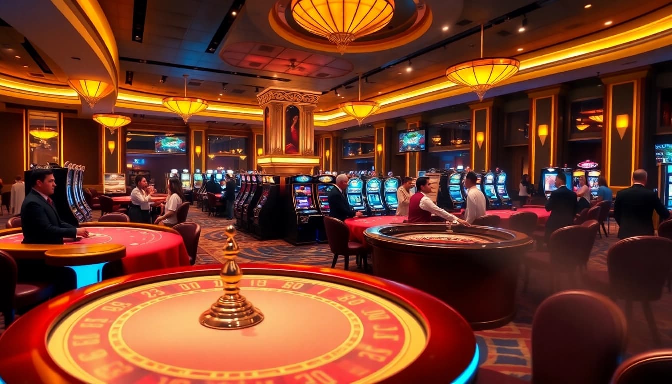 Exciting gaming floor at casino 789p showcasing vibrant tables and slot machines.