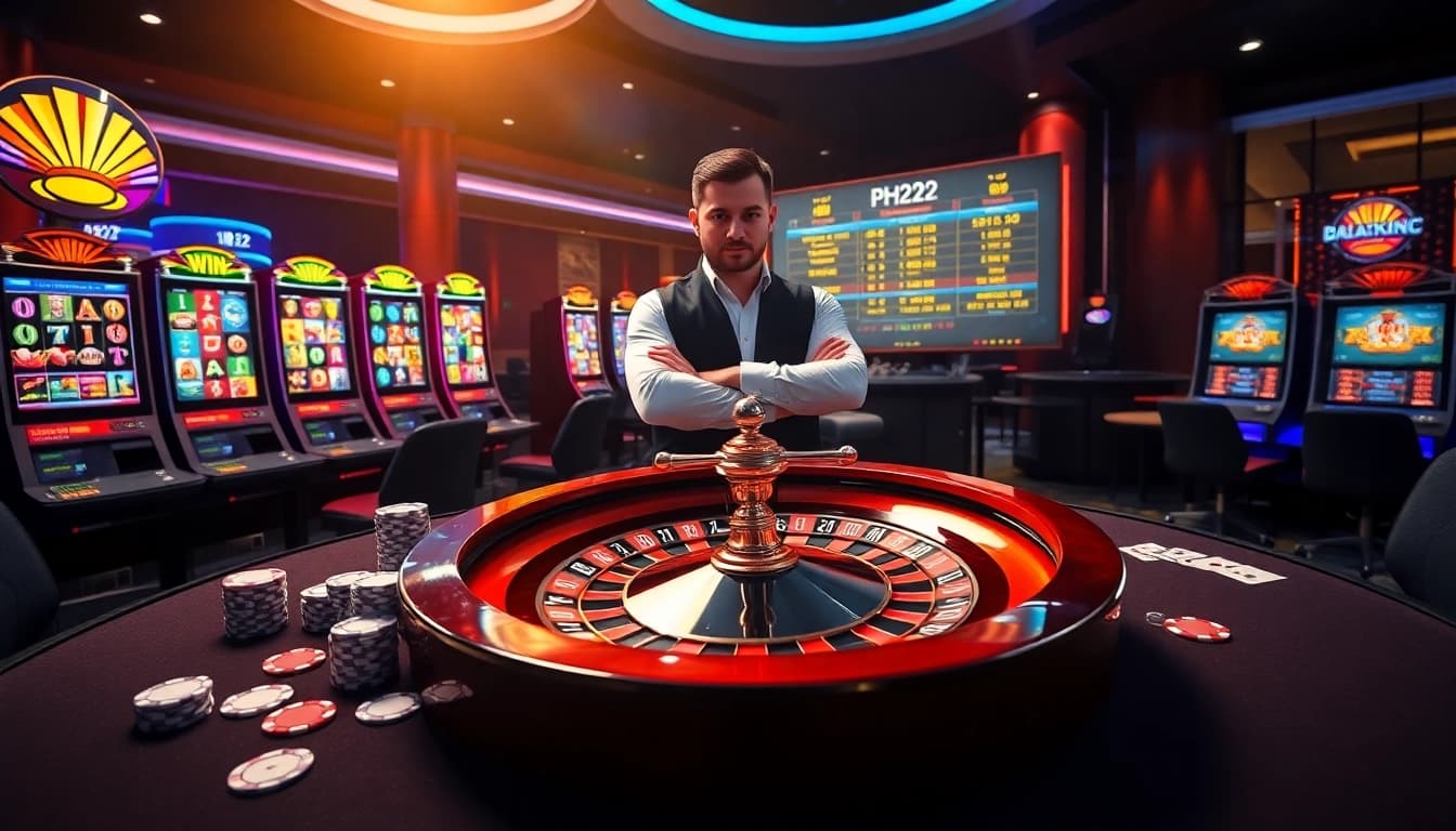 Exciting scene showcasing players engaging at PH222 casino with vibrant games and vivid animations.