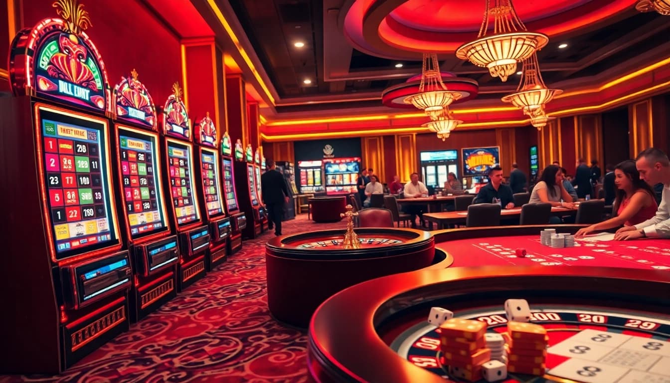 Experience the thrill of gaming at thabet và kubet with vibrant slot machines and busy poker tables.