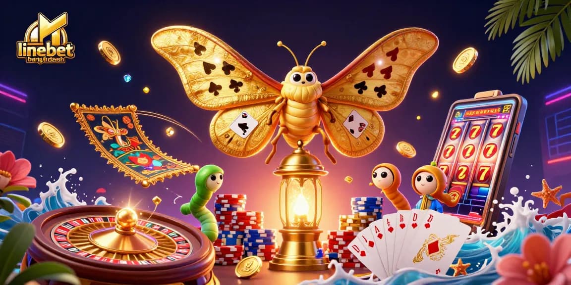 Experience thrilling gameplay at linebetbangladesh with captivating casino illustrations featuring vibrant betting elements.