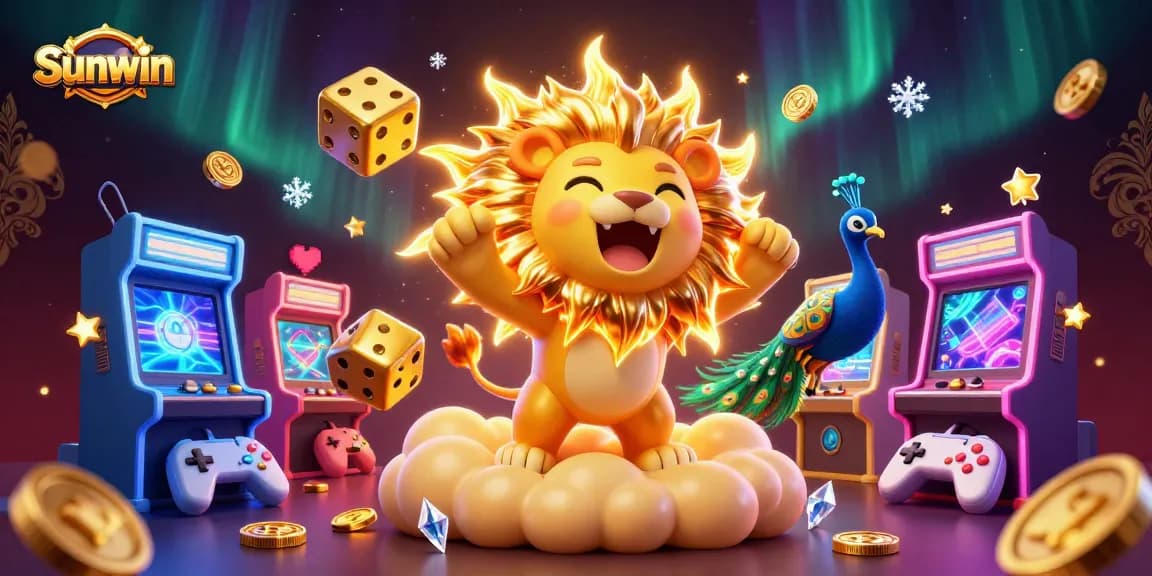 Experience thrilling casino excitement with Sunwin's vibrant 3D illustration of games and animated characters.