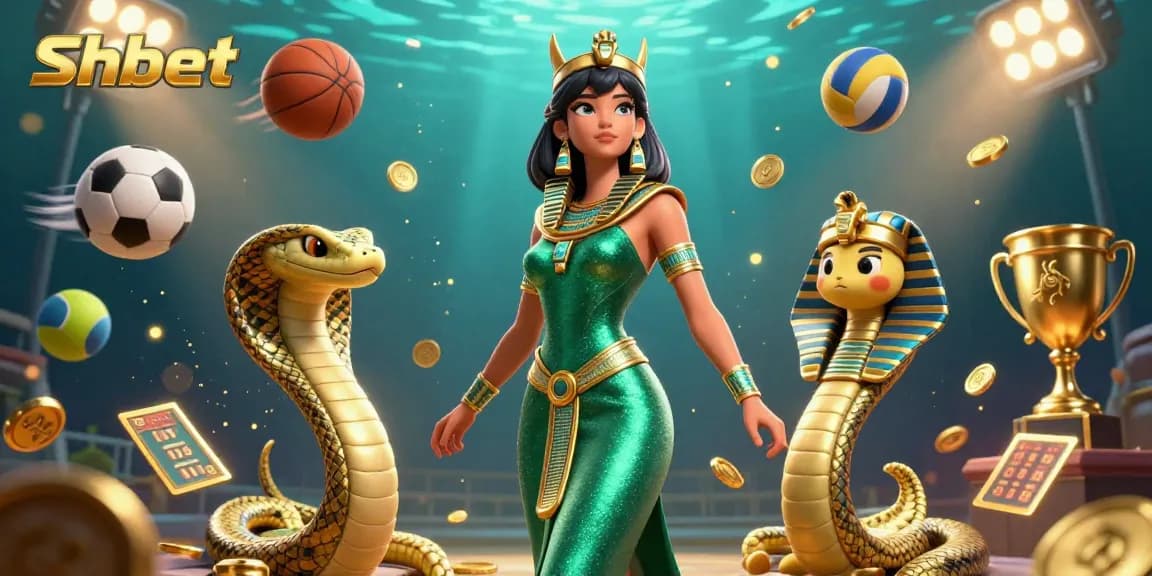 Experience Shbet with dynamic sports elements and captivating casino visuals in this vibrant illustration.