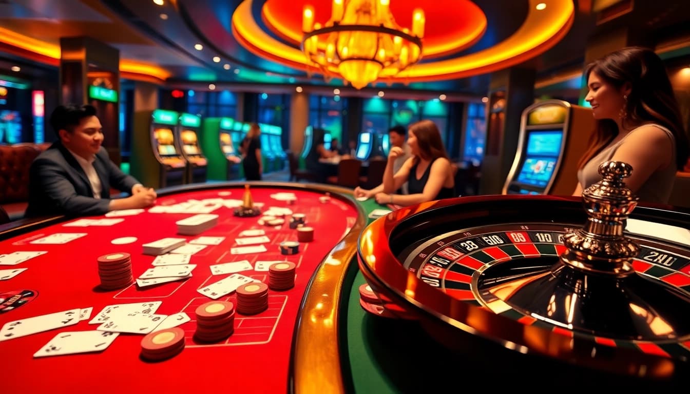 Players engaged in high-stakes action at a casino, exploring ty le keo nha cai opportunities and strategies.