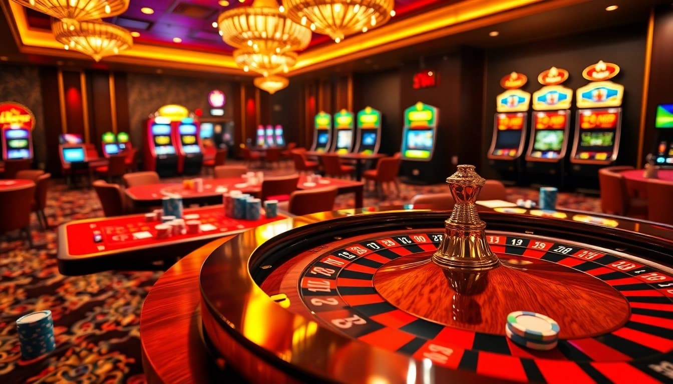 Betting excitement at sc88.today with vibrant casino tables and roulette wheels.