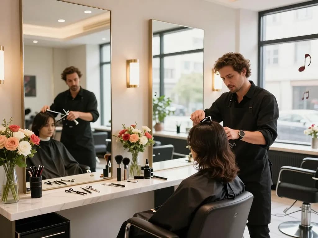 Experience the best hair salon with luxury haircuts and stylish décor in this inviting salon space.