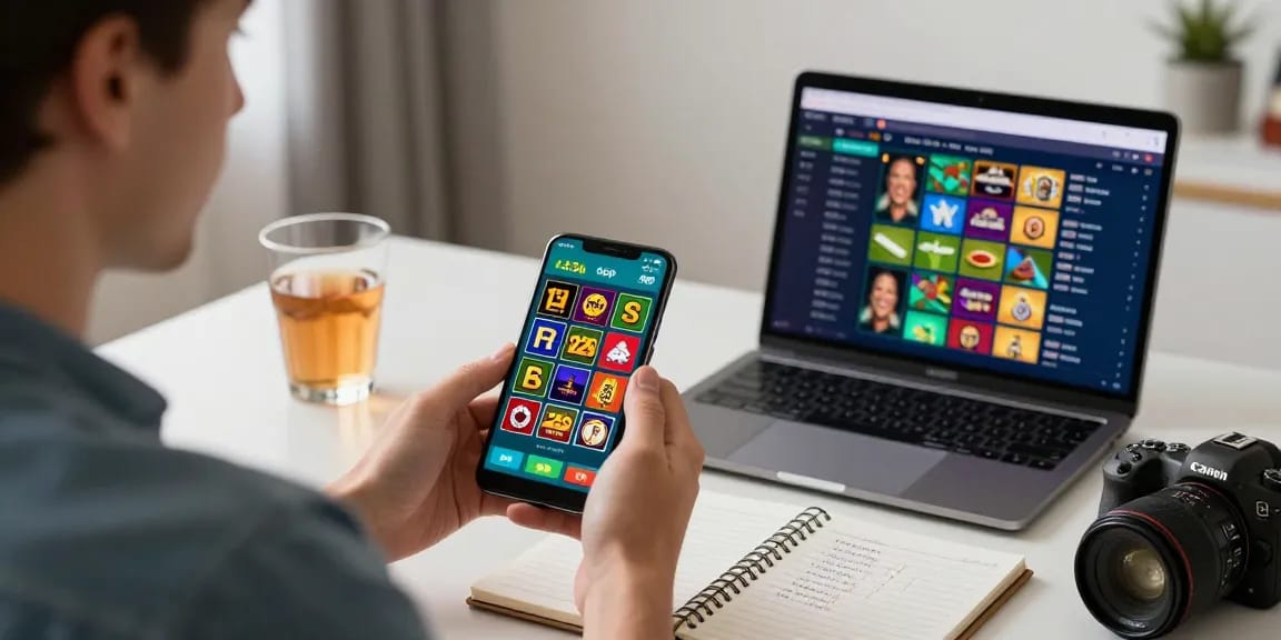 Engaging user interacting with the 123b tải app in a modern gaming setup.