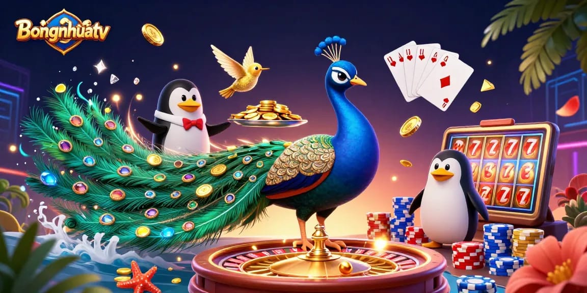 Experience thrilling gameplay with Bongnhuatv's dynamic portrayal of wins and high-stakes excitement in this 3D illustration.