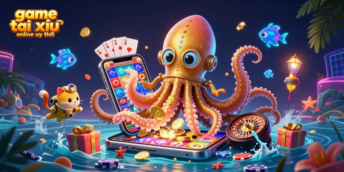 Engage with game tài xỉu online uy tín, showcasing vibrant casino elements in a dynamic underwater scene.