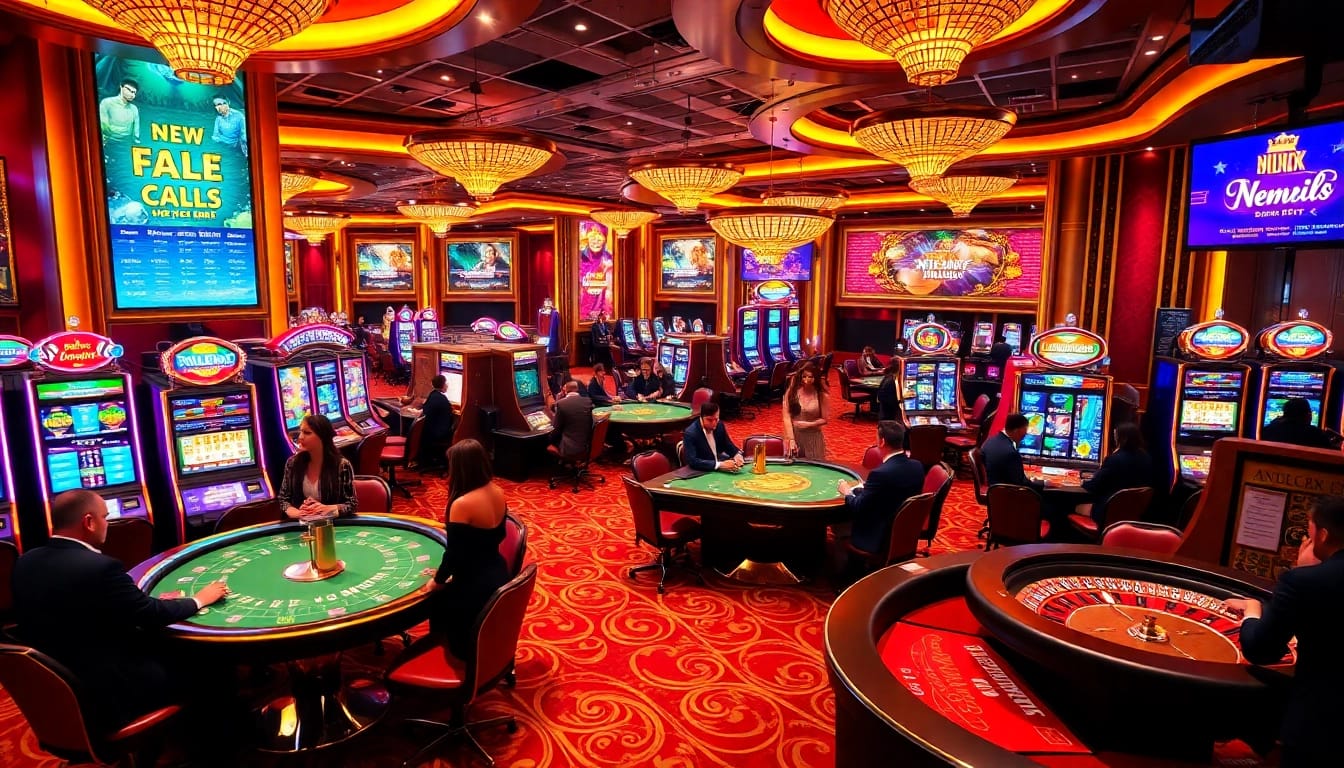 Experience thrilling gaming at newphim's luxurious casino with exciting tables and vibrant slot machines.