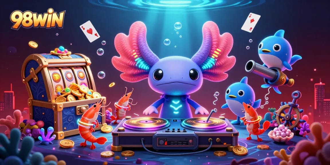 Experience thrilling games at 98WIN with vibrant underwater scenes and energetic characters!
