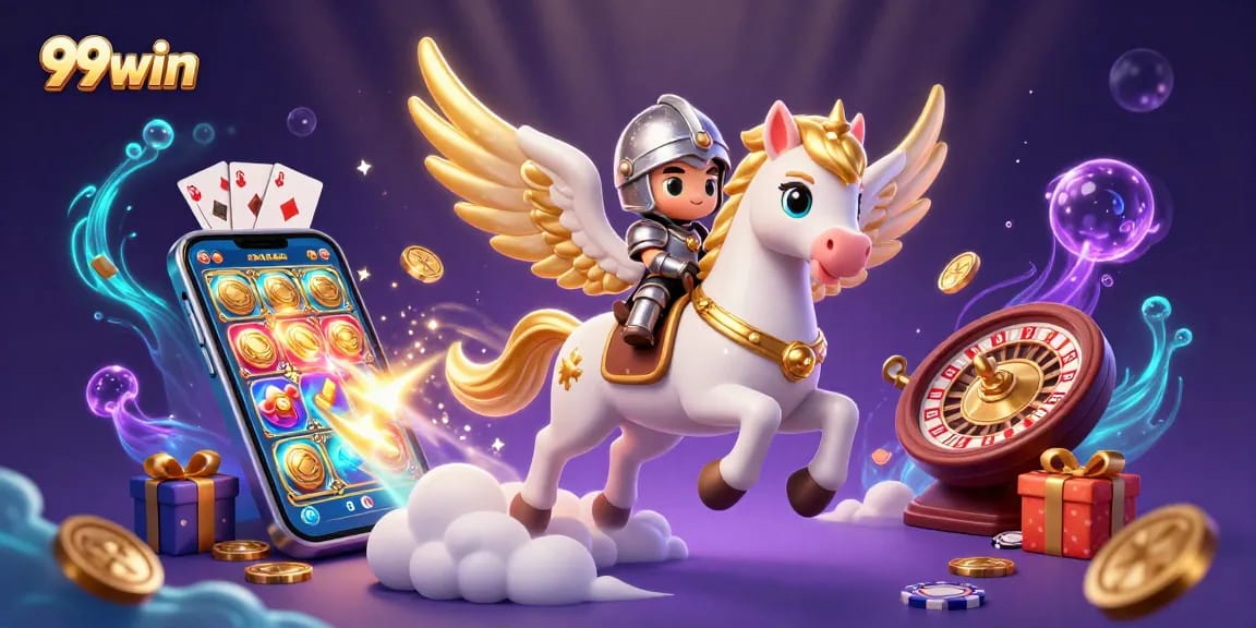 Experience thrilling gameplay with 99win in a vibrant 3D casino scene filled with excitement.