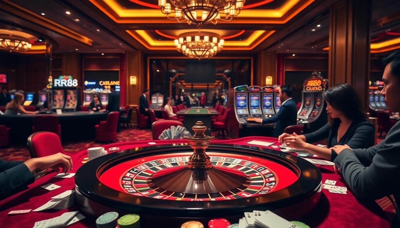 Experience the thrill of RR88 with players enjoying vibrant casino games.