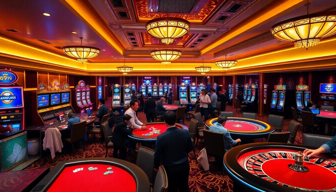Experience the excitement of gaming at trang chủ 69vn, featuring vibrant tables and sophisticated decor.