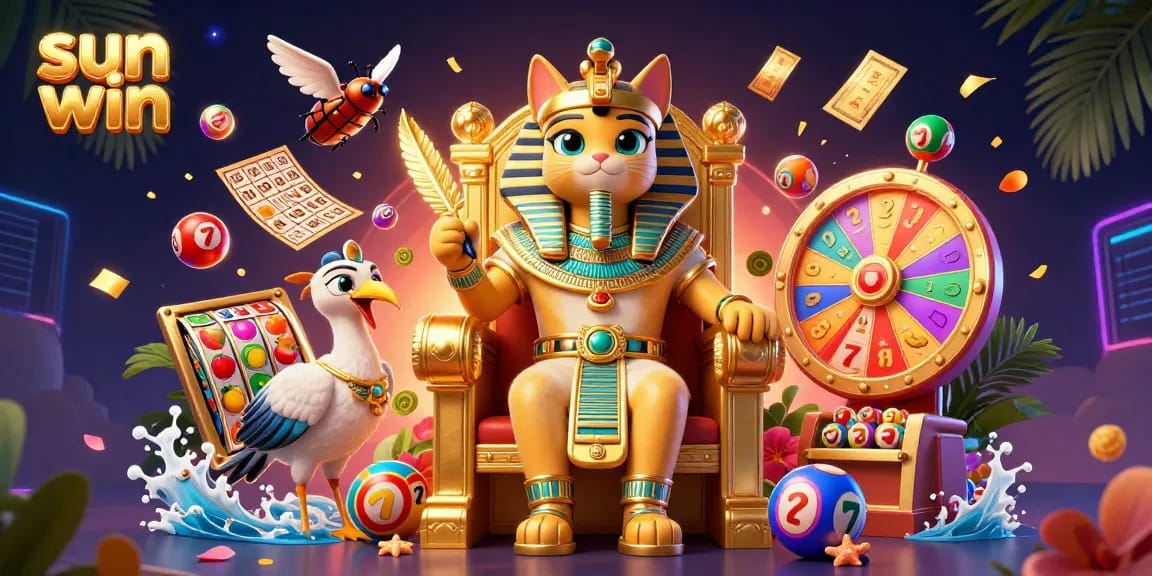 Experience the excitement of sun win as the pharaoh cat reigns over slots and lucky symbols.