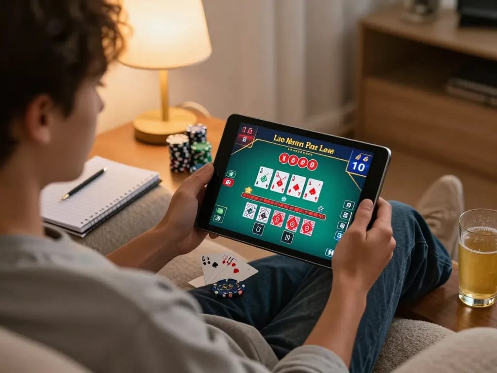 Engage in exciting blackjack gameplay on 33WIN app from a cozy home setting