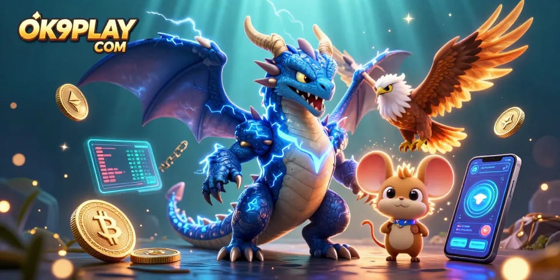 Engage with exciting gameplay at OK9PLAY COM featuring dynamic characters, crypto elements, and electrifying casino atmosphere.