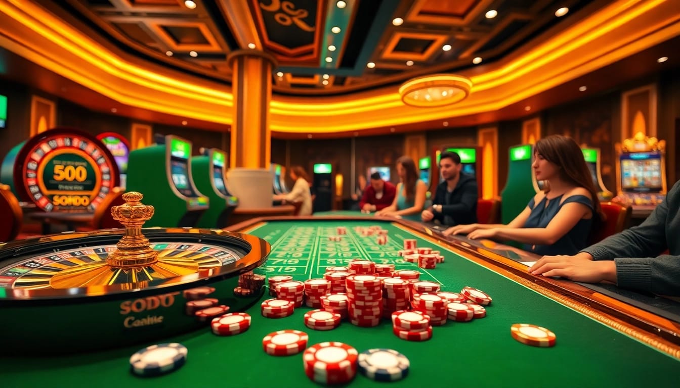 Engage in thrilling online gambling with SODO66 as players enjoy a vibrant casino scene.
