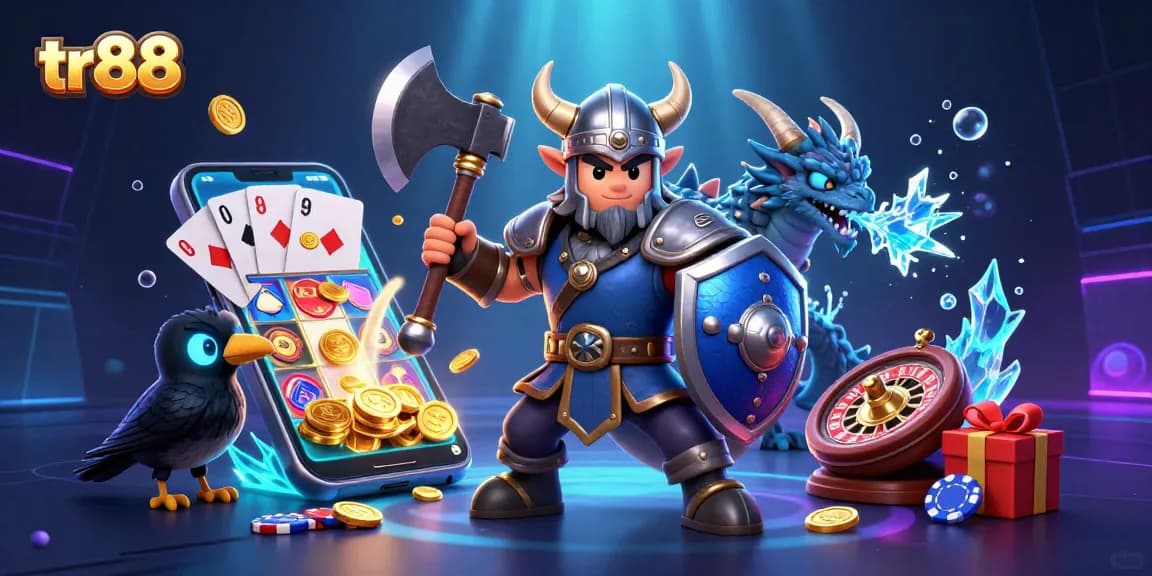 Engage with tr88's thrilling adventure featuring Viking, dragon, and poker elements combined.