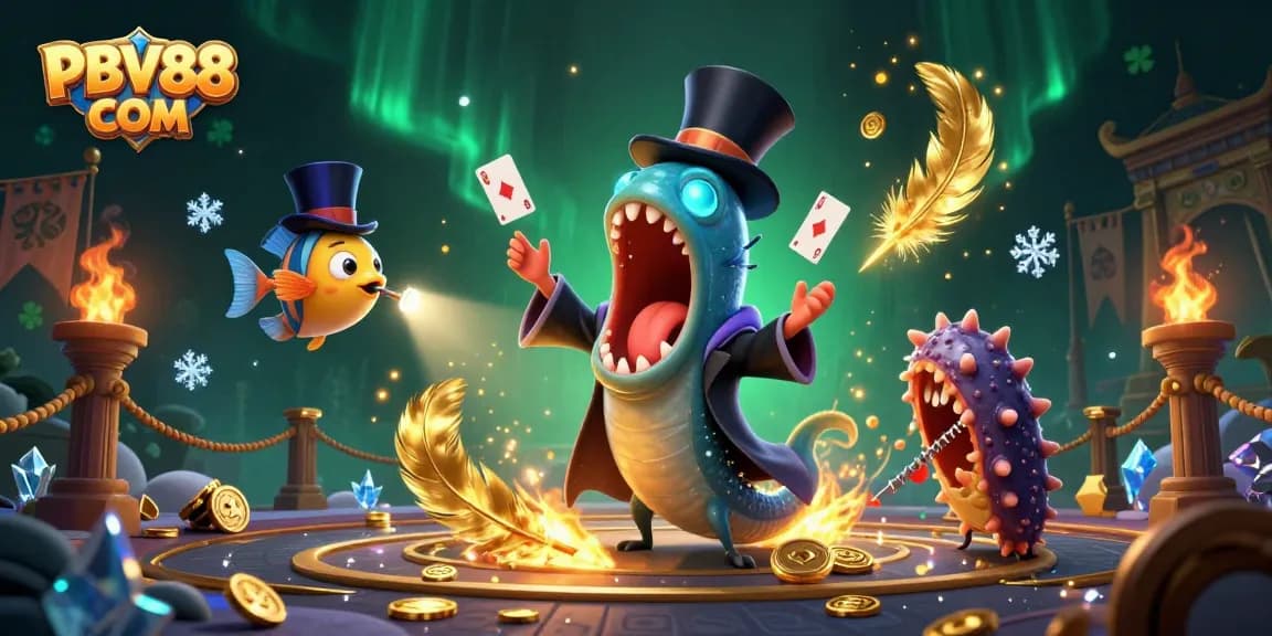 Experience the thrilling action of PBV88 COM with a unique 3D bioluminescent deep-sea gambling illustration.