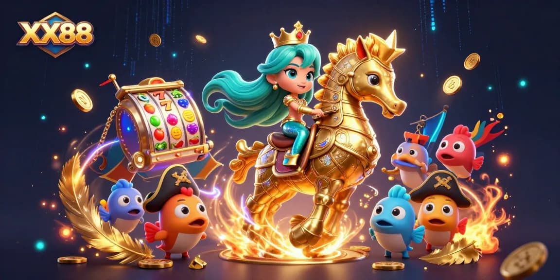 Bet on your luck with XX88 in this vibrant mermaid-themed casino illustration.